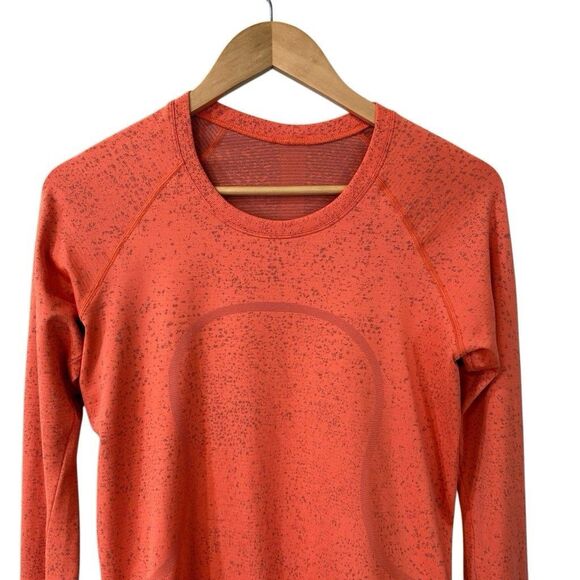 Lululemon Swiftly Tech Long Sleeve Shirt 2.0 Size 8 Race Distorted Noise Orange - Picture 3 of 7